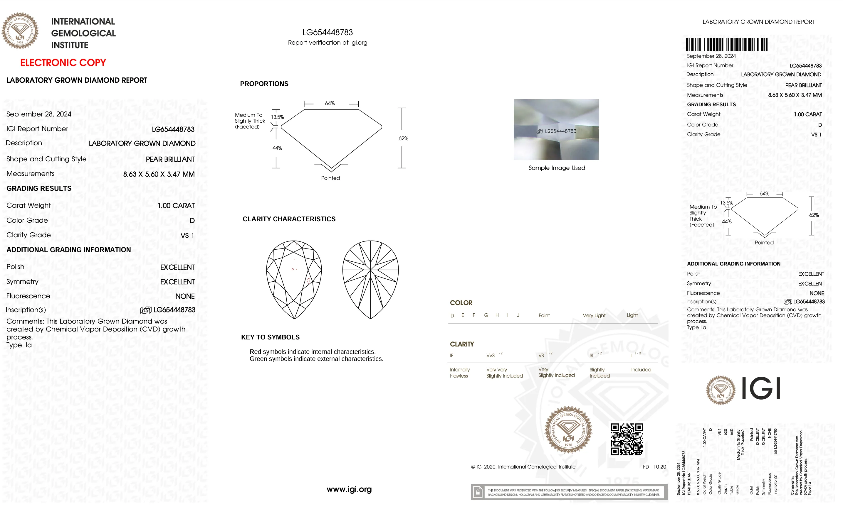 1.0 Carat Pear Lab Grown Diamond (IGI) - Image 3