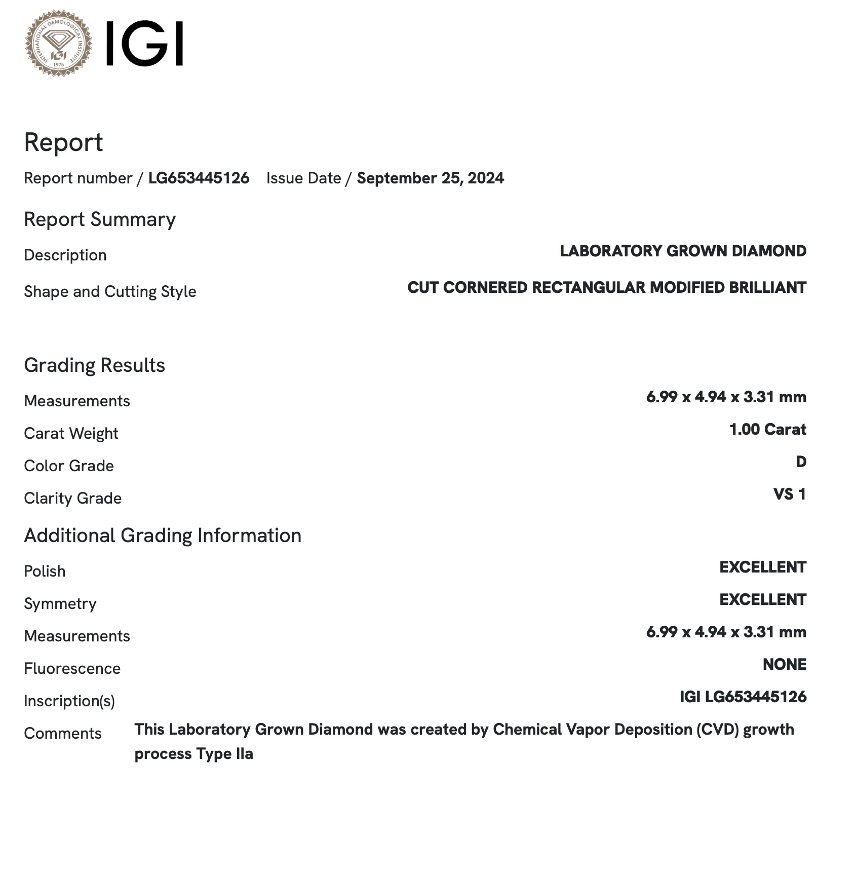 1.0 Carat Radiant Lab Grown Diamond (IGI) - Image 3