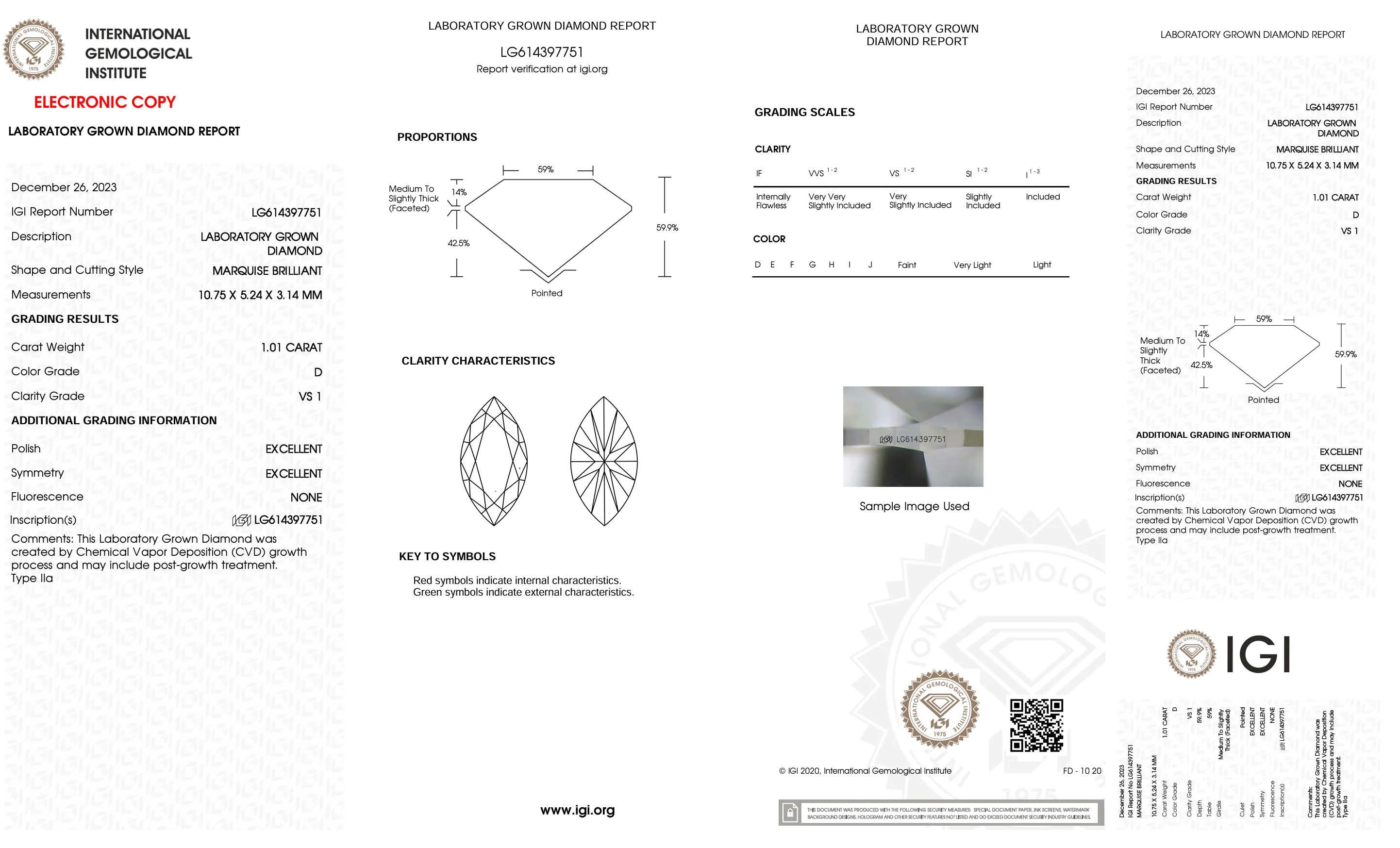 1.01 Carat Marquise Lab Grown Diamond (IGI) - Image 2