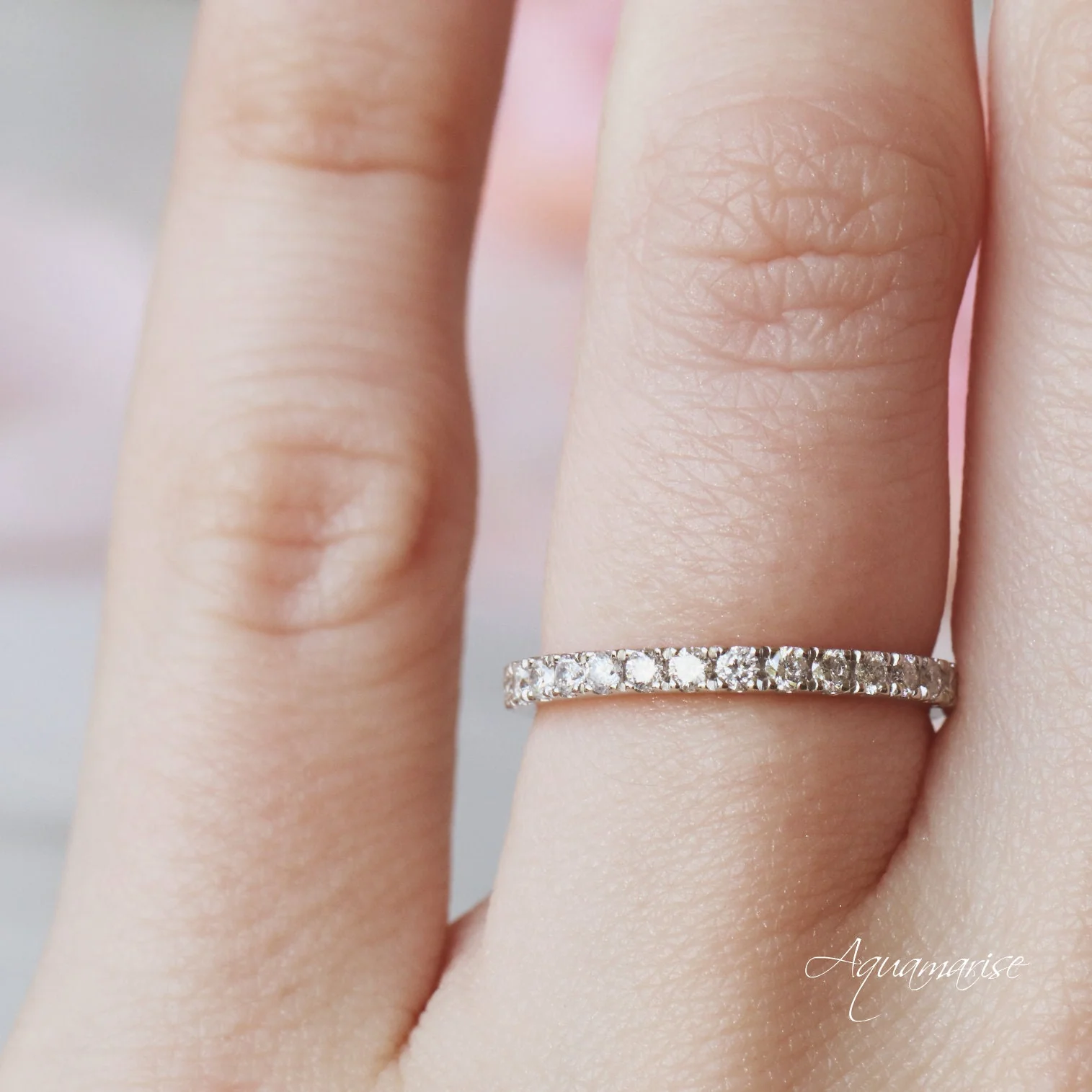 Petite Diamond Wedding Band in 14K White Gold (2mm) - Image 4