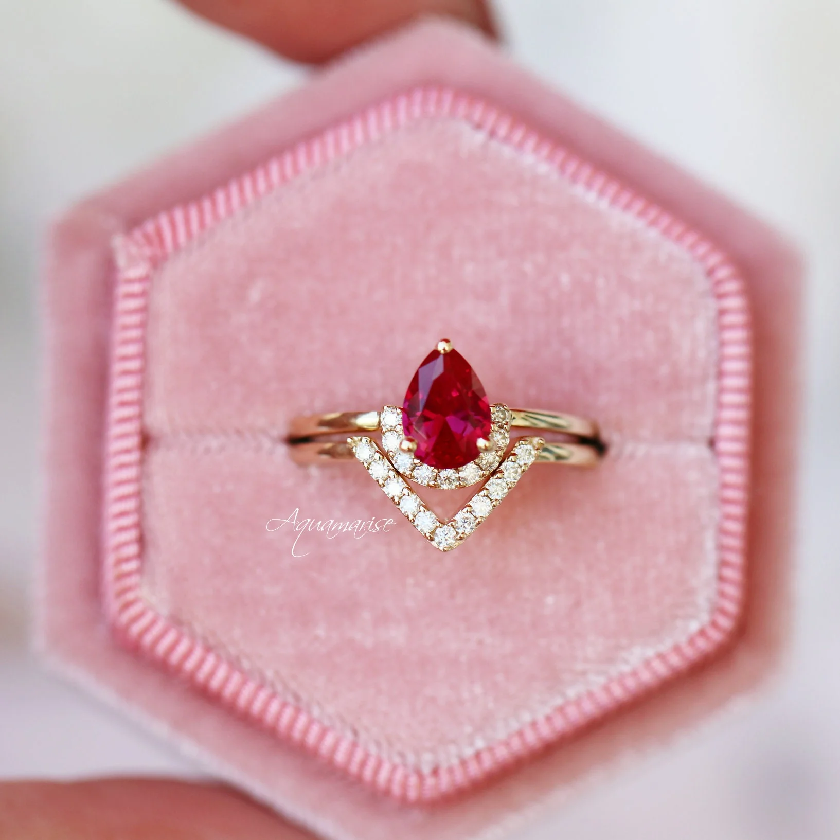 Petite Chevron Natural Diamond or Moissanite Wedding Band in 14K Solid Yellow Gold - Image 3