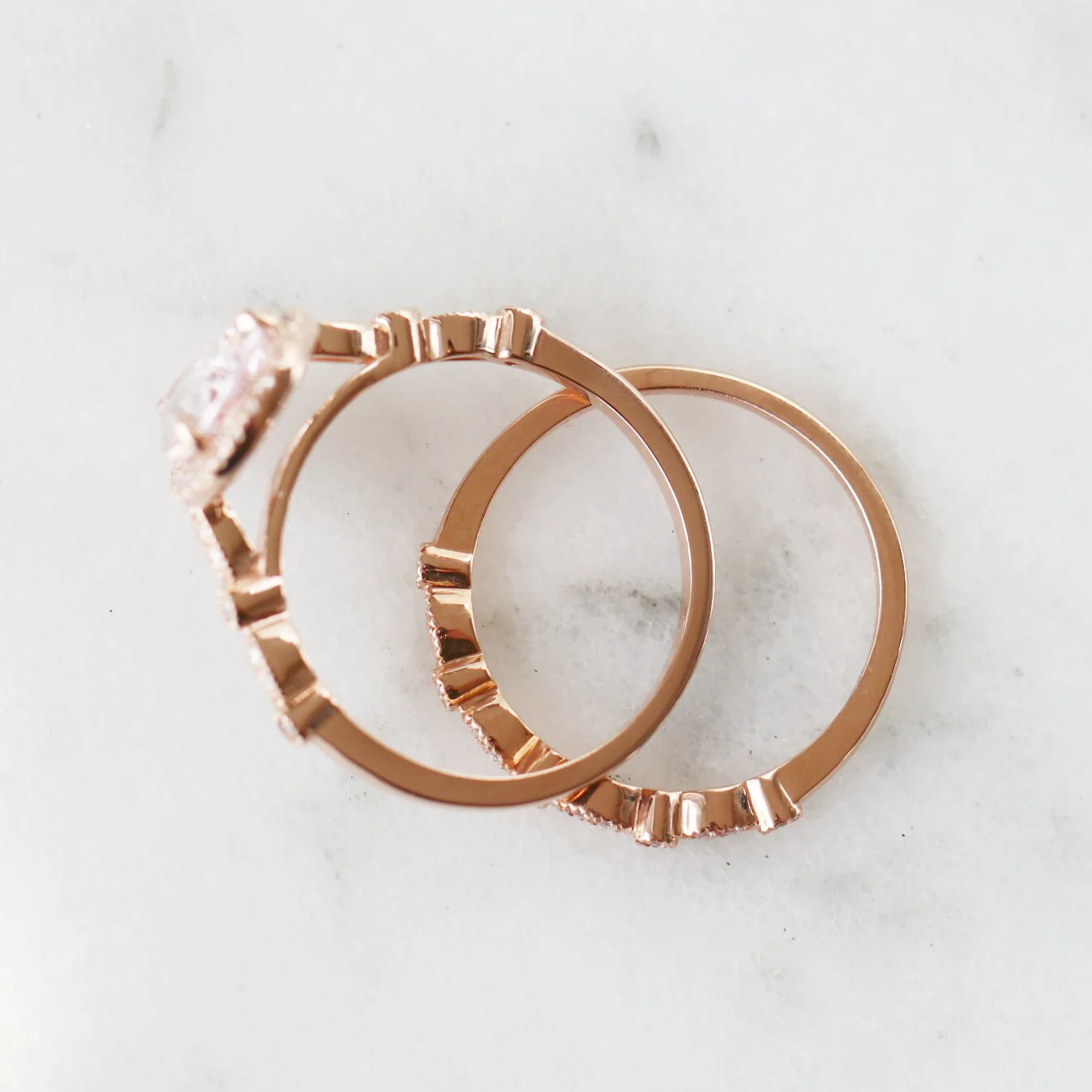 Teardrop Natural Morganite Engagement Ring in 14K Solid Rose Gold - Image 11