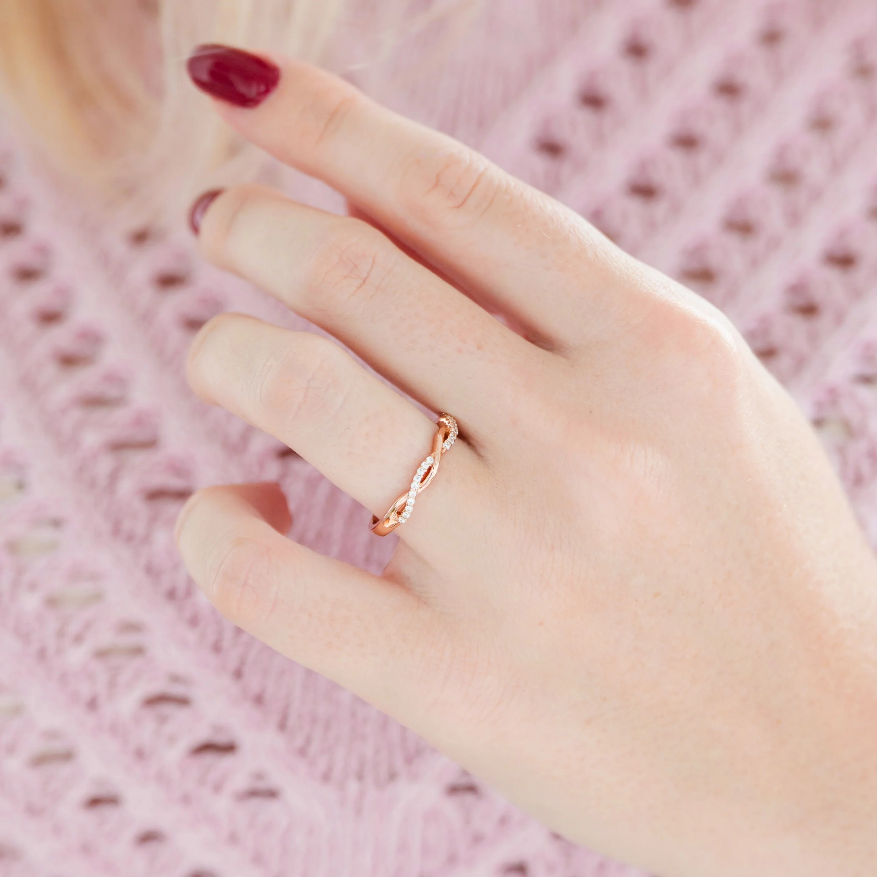 Petite Twisted Vine Wedding Band in 14K Solid Rose Gold - Image 4