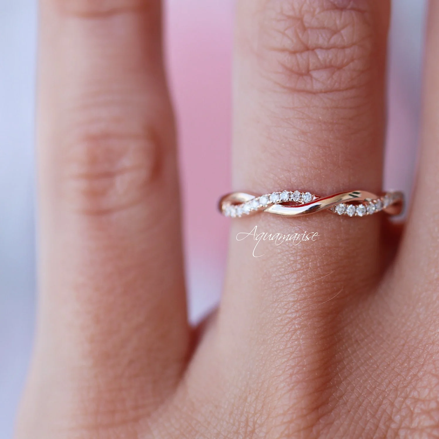 Petite Twisted Vine Wedding Band in 14K Solid Rose Gold - Image 5