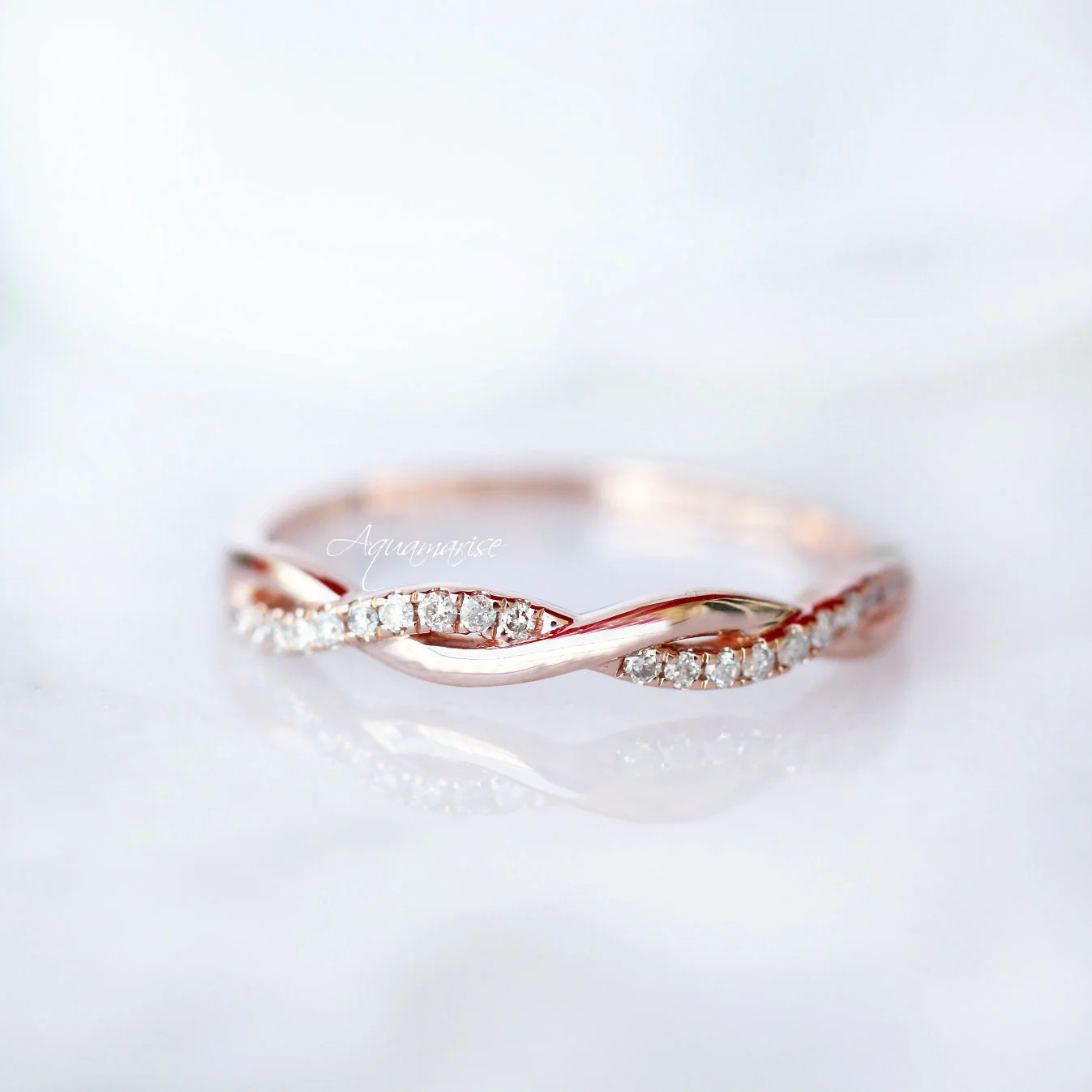 Petite Twisted Vine Wedding Band in 14K Solid Rose Gold - Image 6