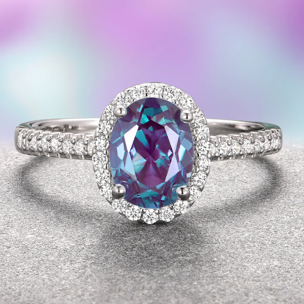 Iris Lab-Grown Alexandrite Ring- Sterling Silver