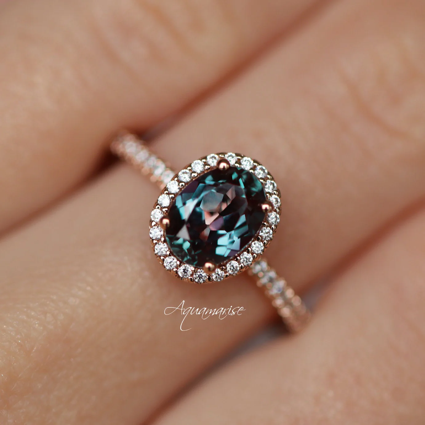 Iris Oval Alexandrite Engagement Ring in 14K White Gold - Image 2