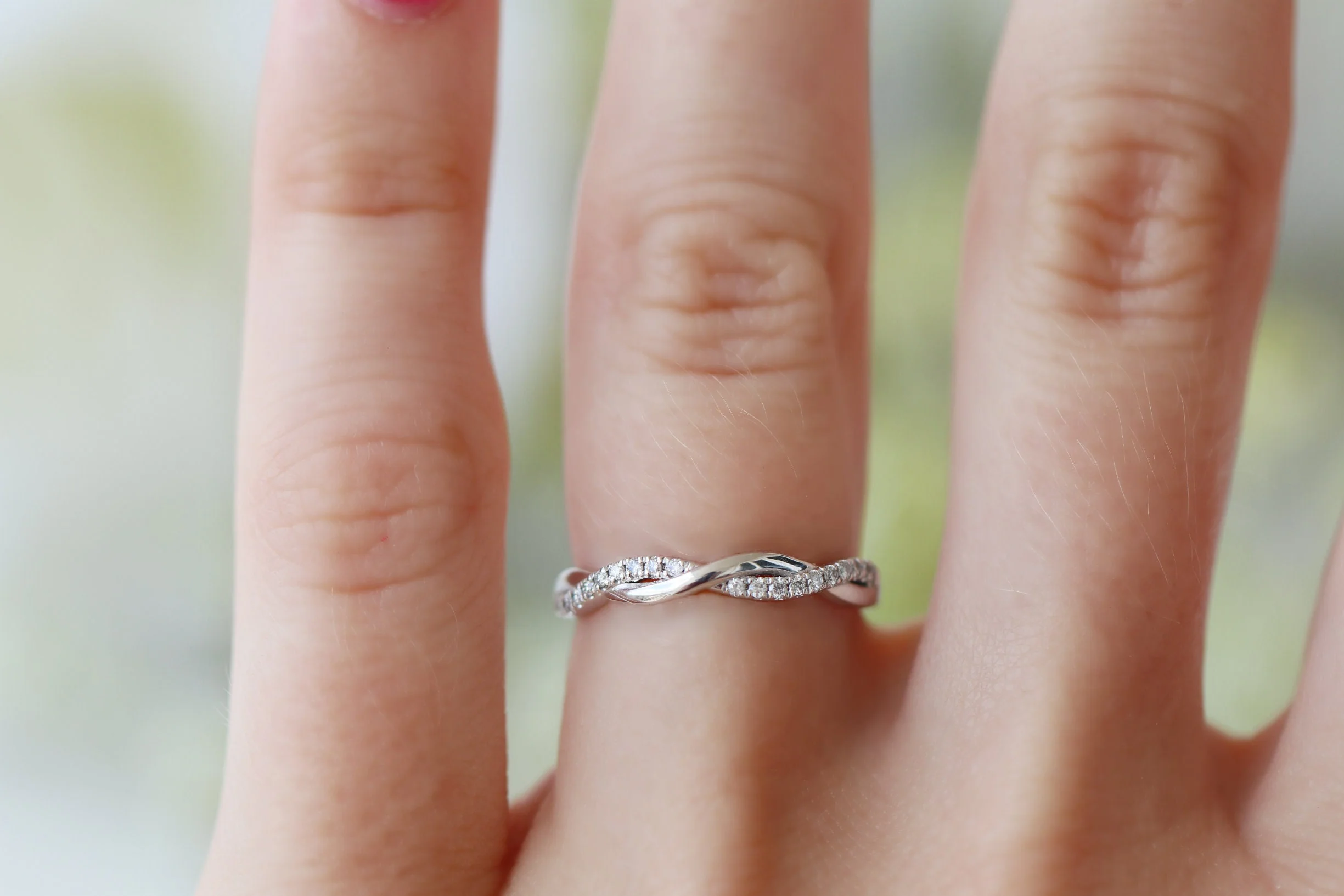 Petite Twisted Vine Diamond Wedding Band in 14K White Gold - Image 4
