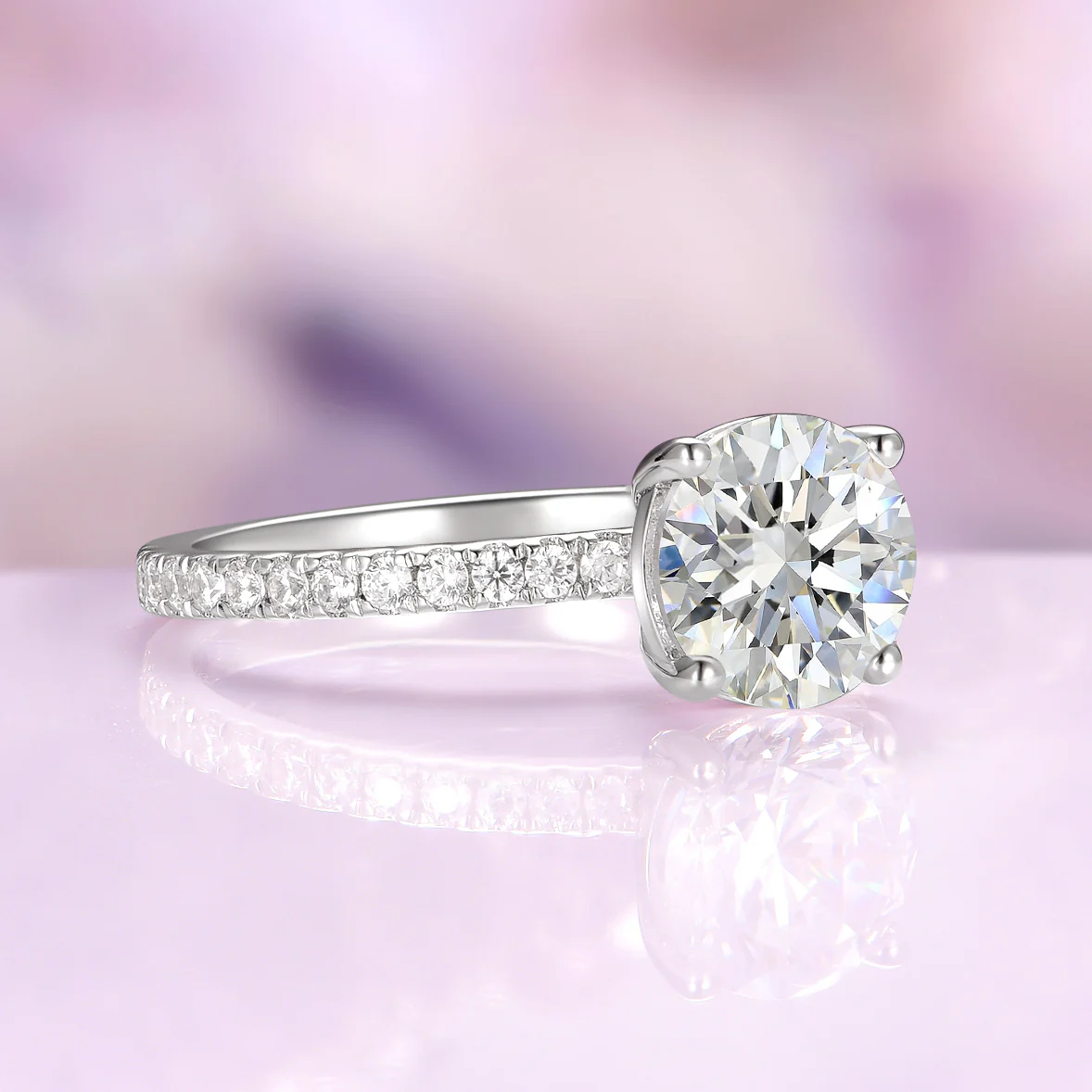 Round Lab-Grown Diamond Engagement Ring in 14K White Gold (IGI Certified) - Image 4