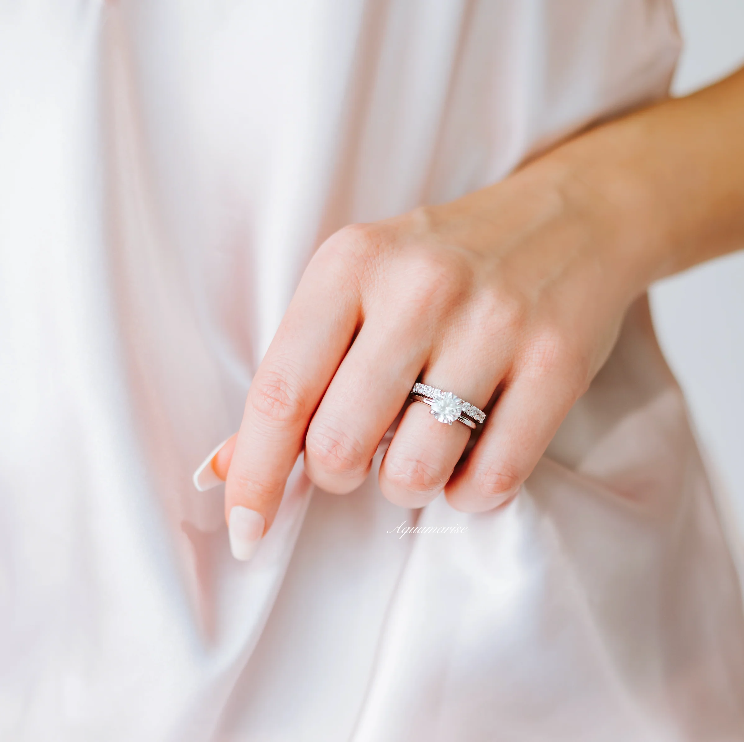 Lab-Grown Diamond Solitaire Engagement Ring Set- 14K White Gold (IGI Certified) - Image 2