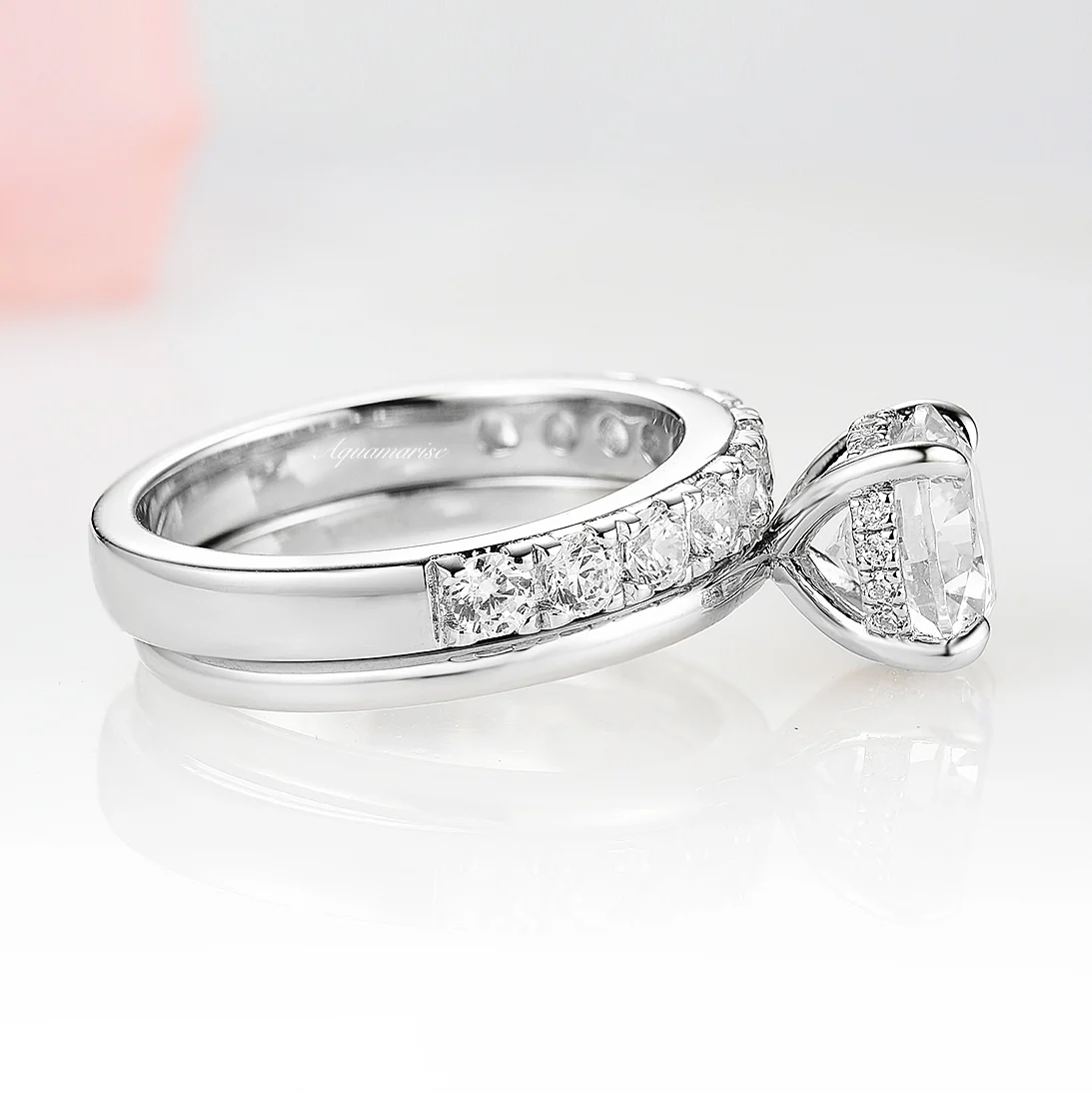 Lab-Grown Diamond Solitaire Engagement Ring Set- 14K White Gold (IGI Certified) - Image 3