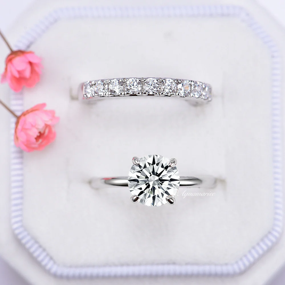 Lab-Grown Diamond Solitaire Engagement Ring Set- 14K White Gold (IGI Certified) - Image 4