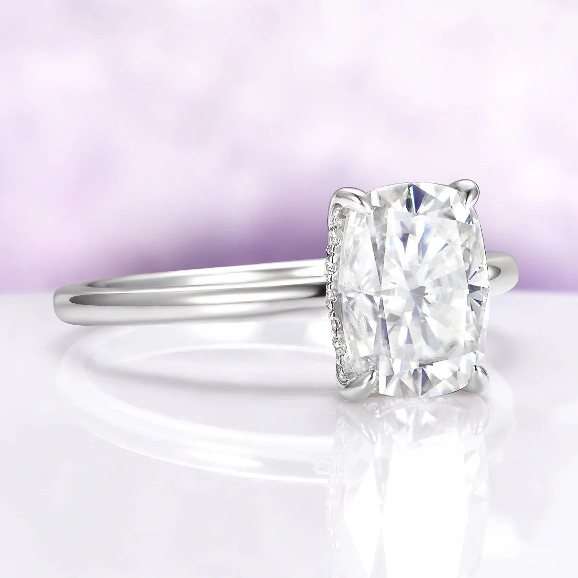 Elongated Cushion Cut Lab-Grown Diamond Engagement Ring in 14K White Gold (IGI Certified) - Image 9