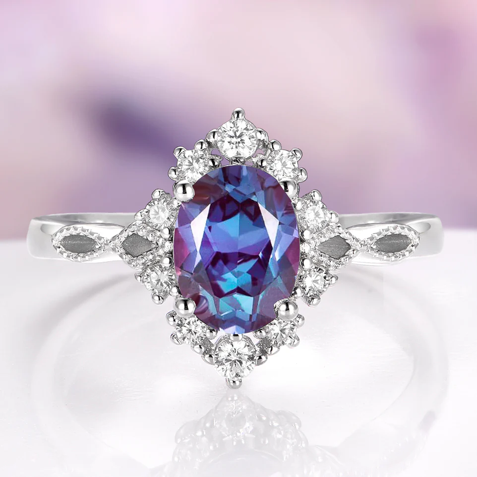 Nesta Alexandrite & Paula Shell Couples Ring Set - Image 2