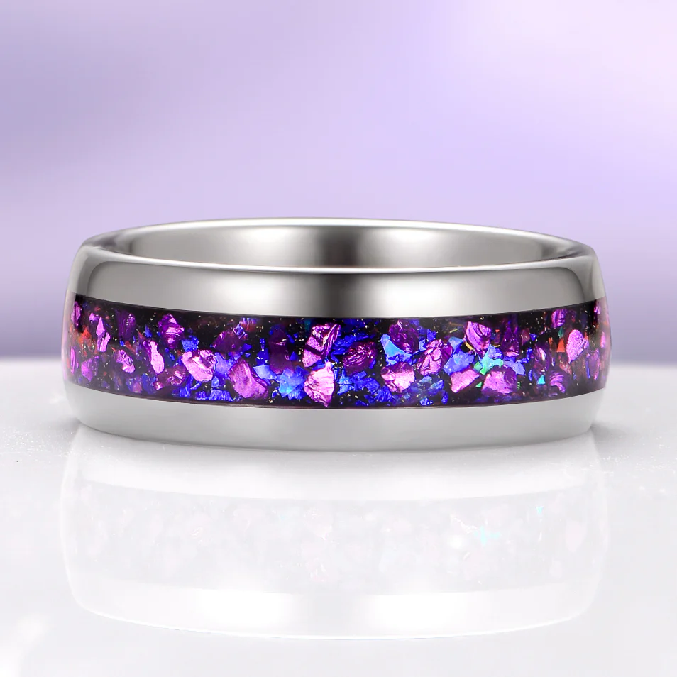 Galaxy Crushed Alexandrite Wedding Band in Tungsten Carbide (8mm) - Image 5