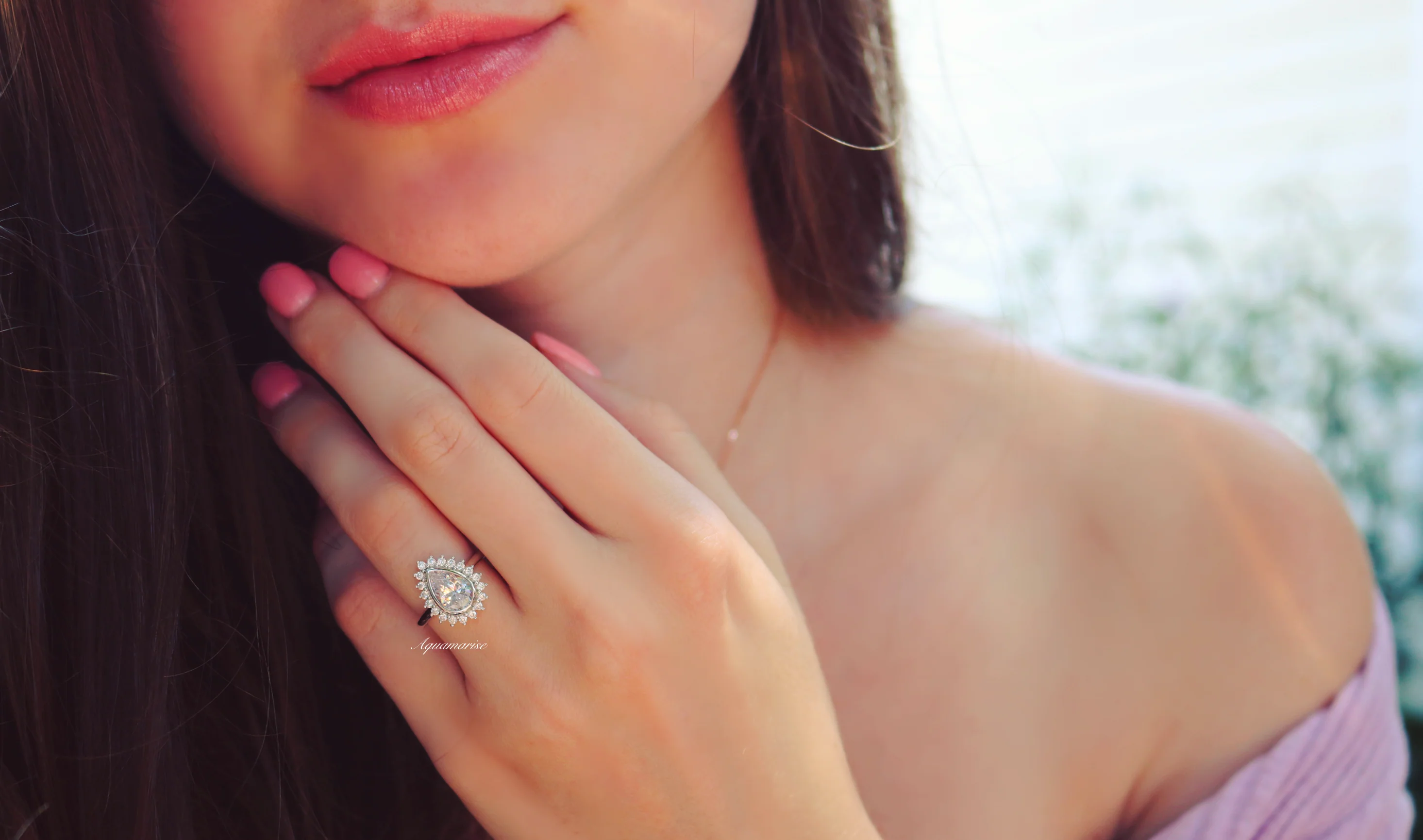 Teardrop Simulated Diamond Ring in Sterling Silver - Image 3