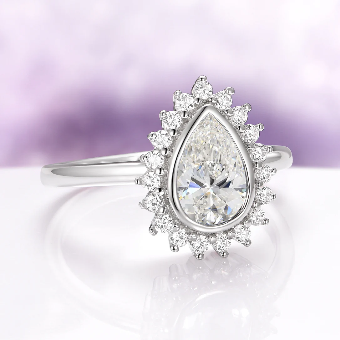 Teardrop Simulated Diamond Ring in Sterling Silver - Image 4