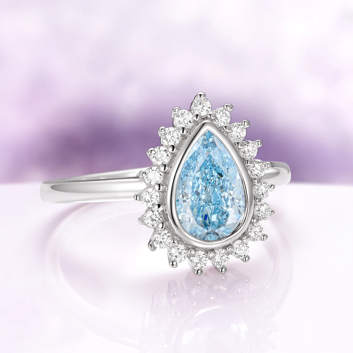 Teardrop Bezel Aquamarine Ring in Sterling Silver - Image 5