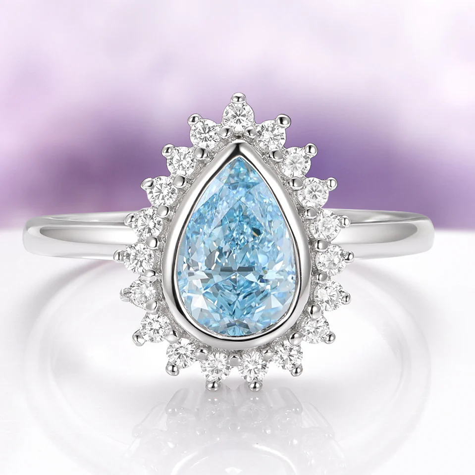 Teardrop Bezel Aquamarine Ring in Sterling Silver - Image 6
