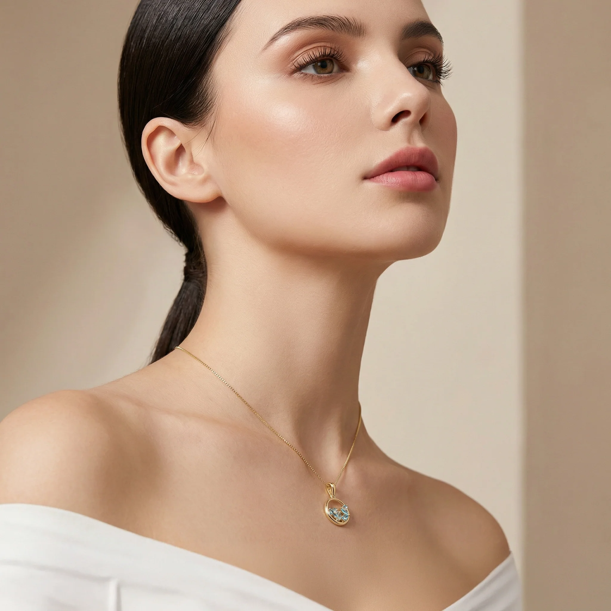 Aquamarine Cluster Necklace in 14K Yellow Gold Vermeil - Image 2