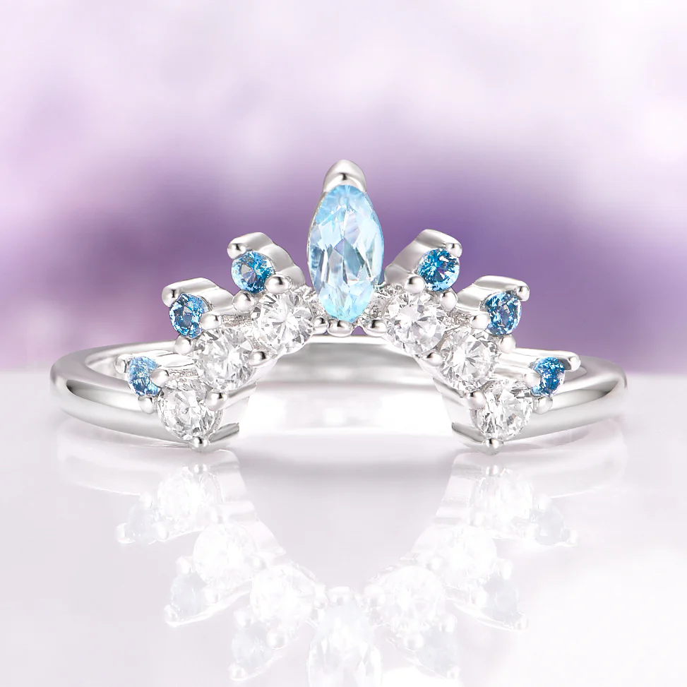 Aquamarine & Swiss Topaz Stacking Ring in Sterling Silver