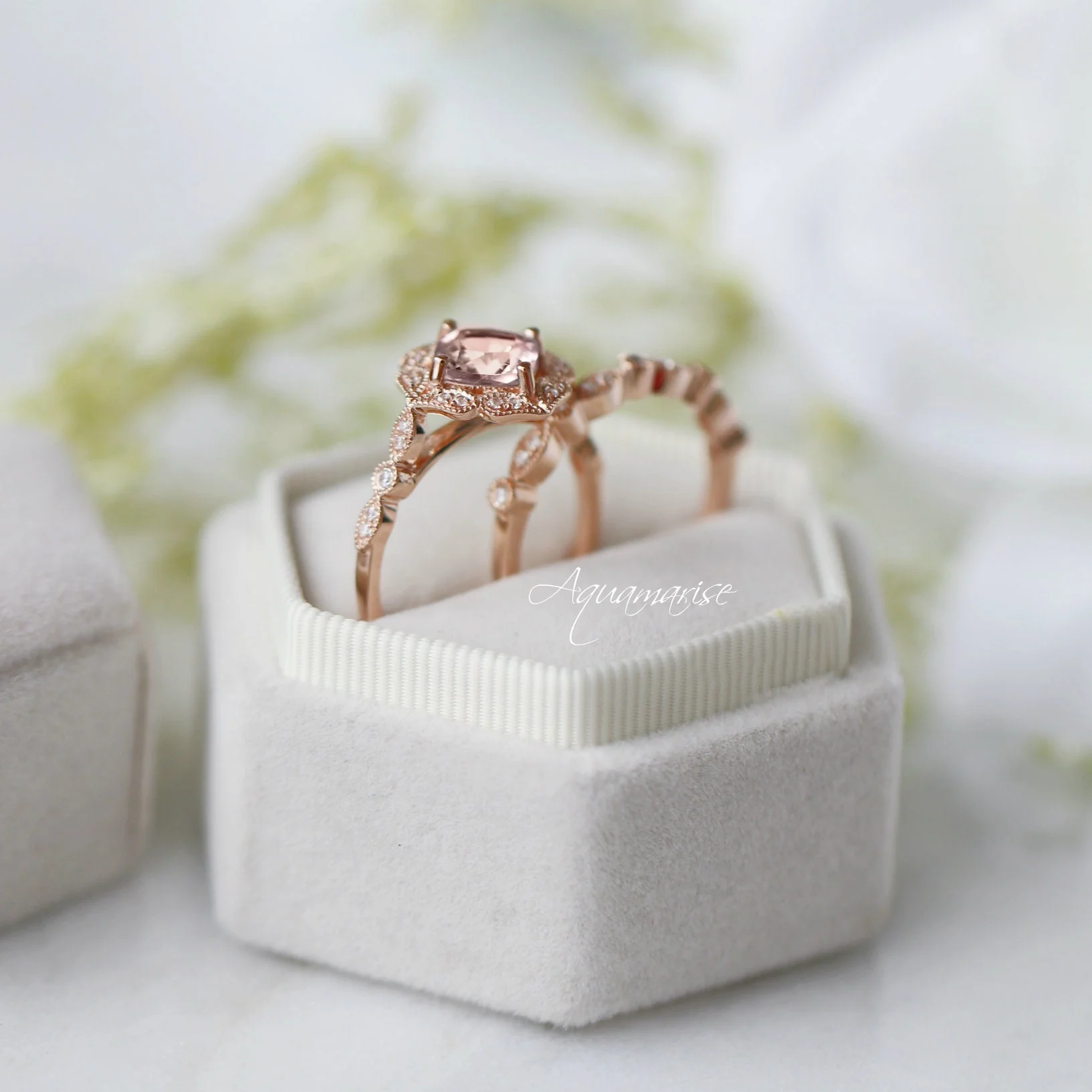 Morganite Ring in 14k Rose Gold Vermeil - Image 3