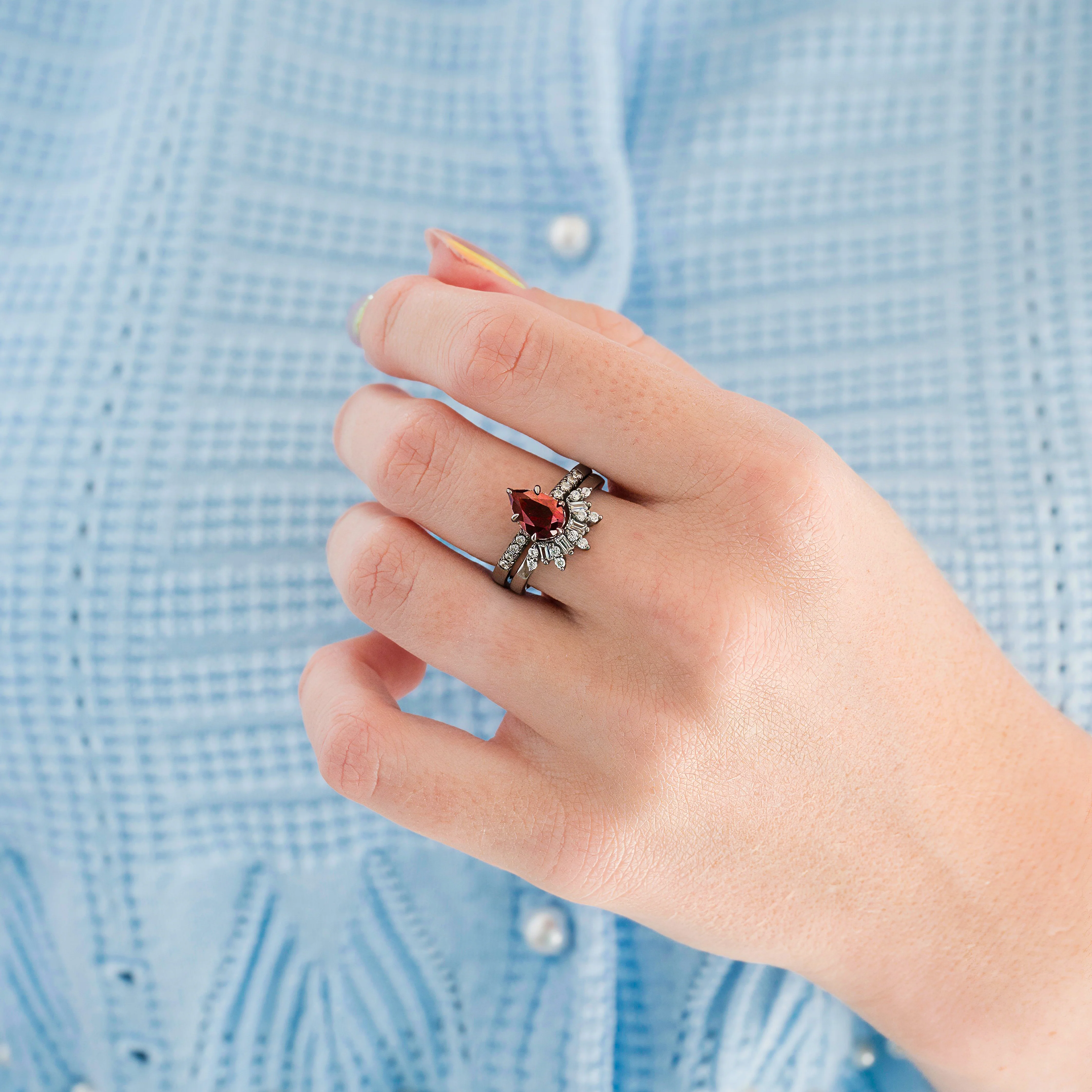 Red Garnet Couples Ring Set (Vampire Inspired) - Image 4