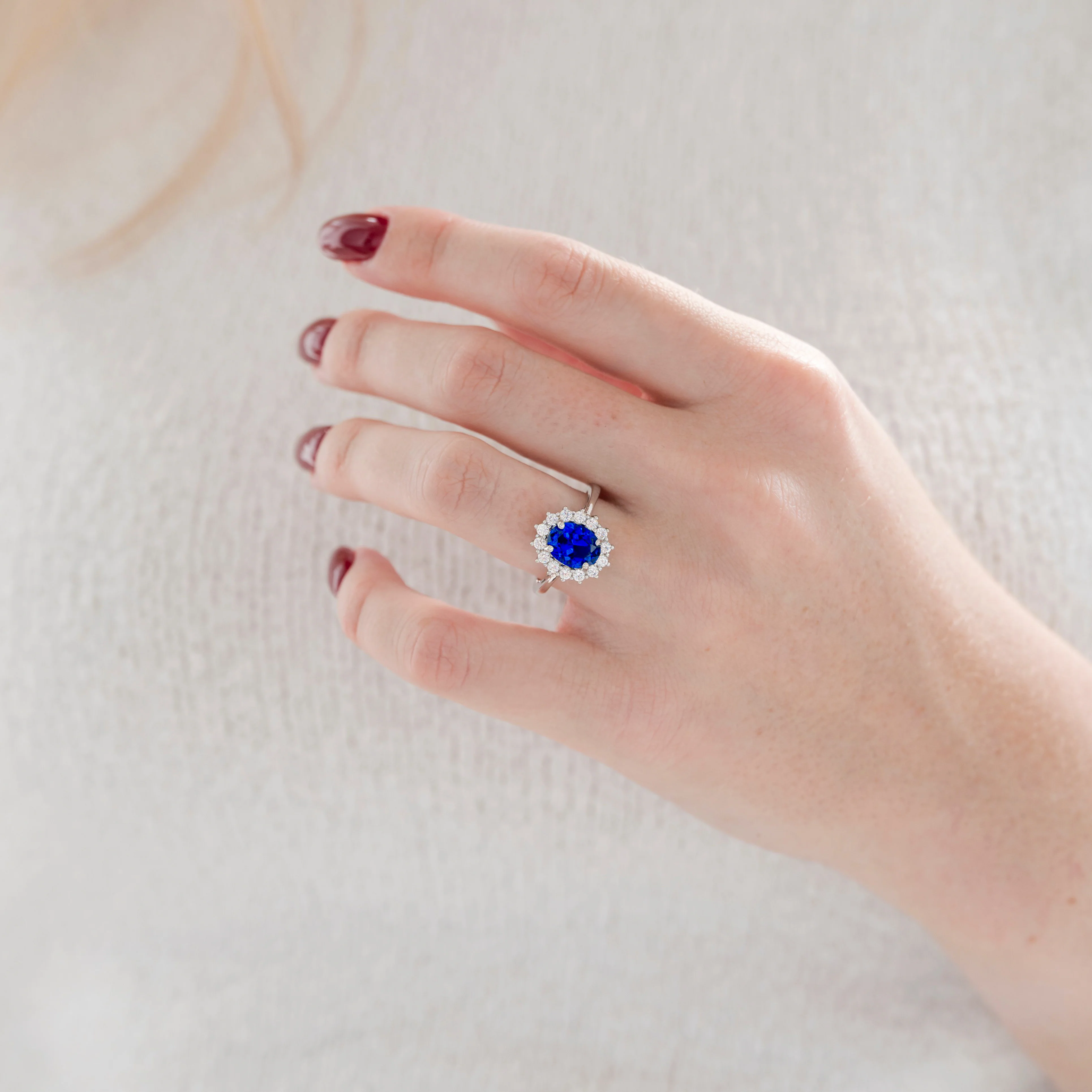 Iconic Princess Diana Blue Sapphire Ring in Sterling Silver - Image 5