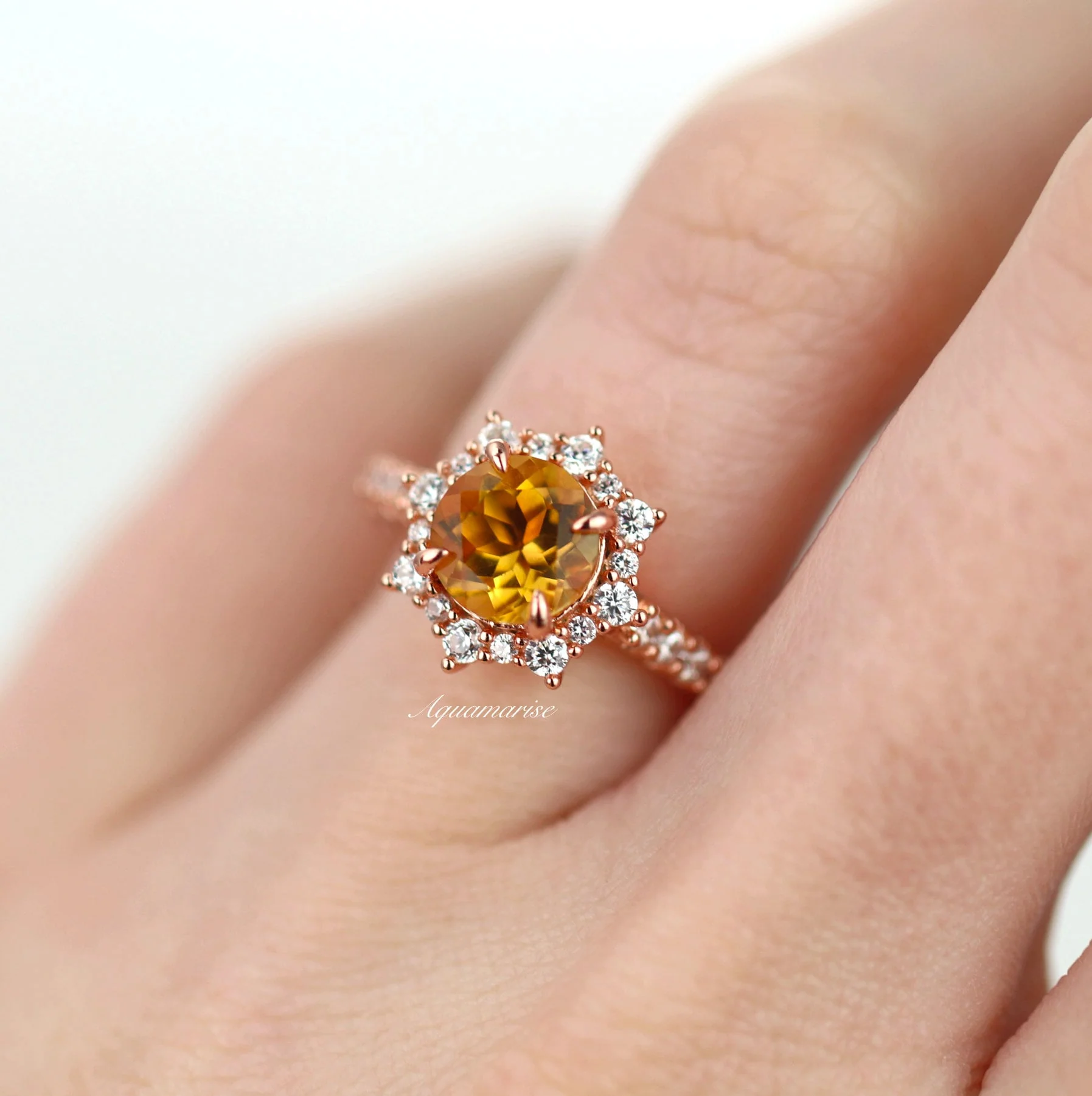 Aster Citrine Ring- 14K Rose Gold Vermeil - Image 3