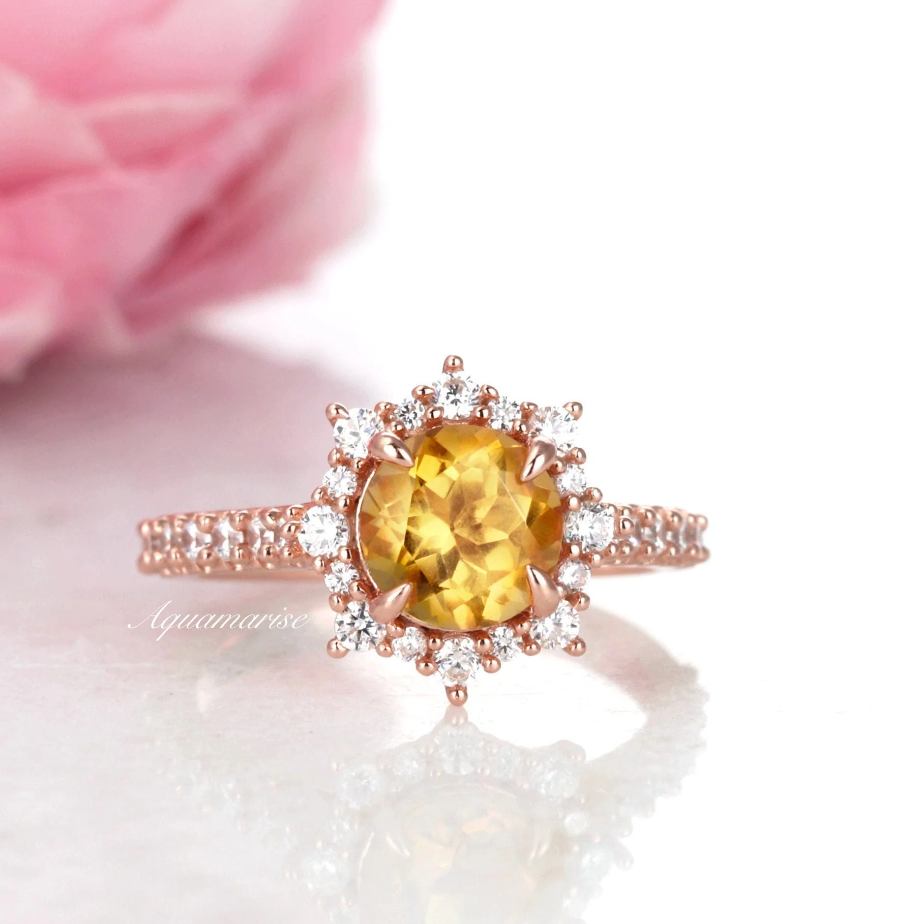 Aster Citrine Ring- 14K Rose Gold Vermeil - Image 4