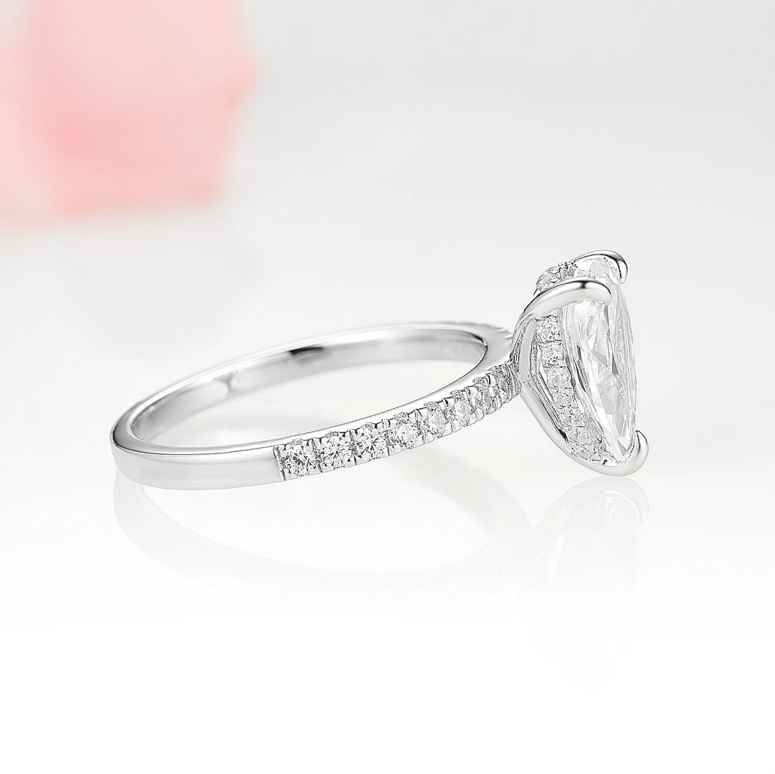Pear Lab-Grown Diamond Engagement Ring in 14K White Gold (IGI Certified) - Image 3