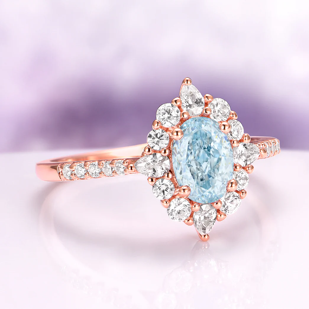 Astra North Star Aquamarine Engagement Ring in 14K Solid Rose Gold - Image 4