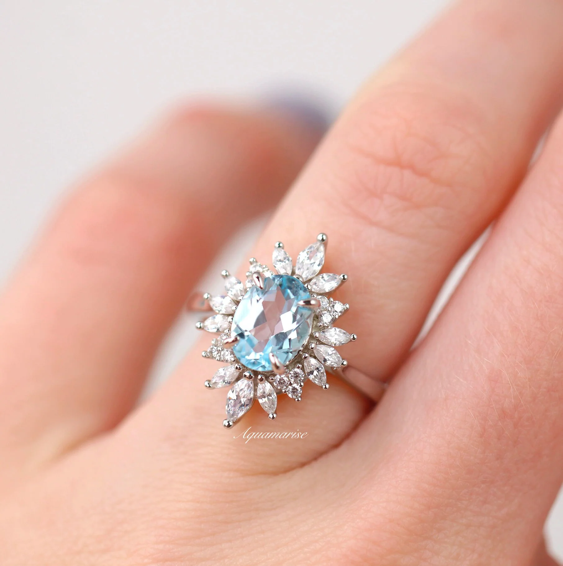 Aurora Aquamarine Ring- Sterling Silver - Image 3