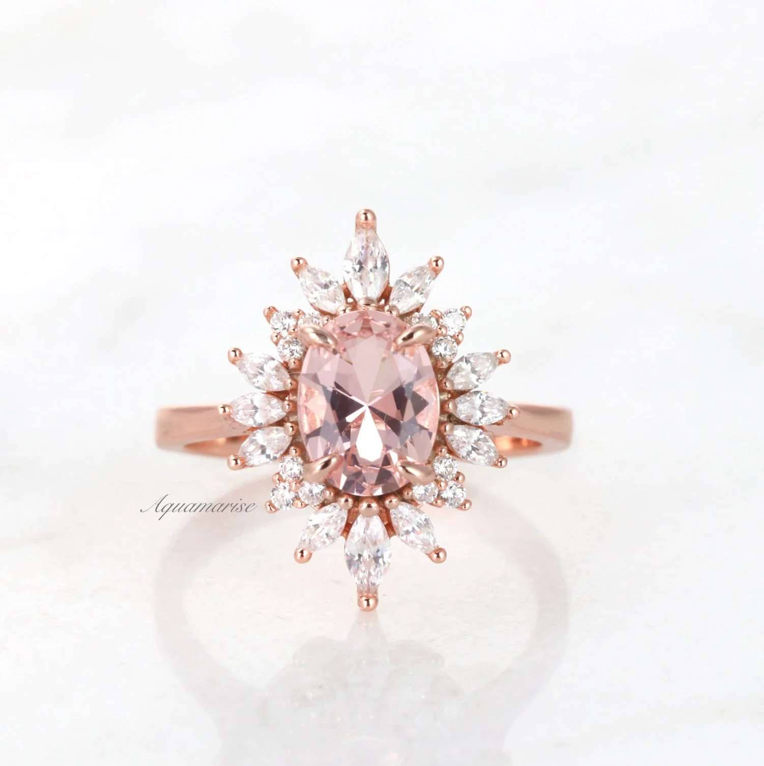 Aurora Morganite Ring- 14K Rose Gold Vermeil - Image 2