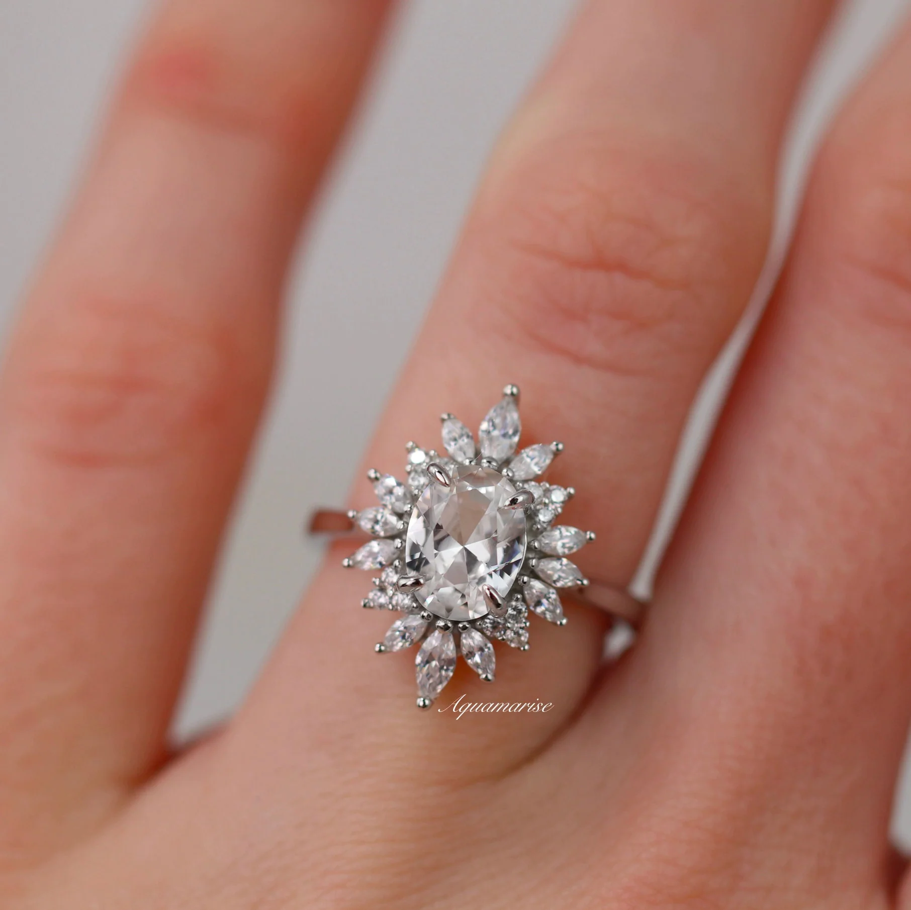 Aurora White Sapphire Ring- Sterling Silver - Image 4