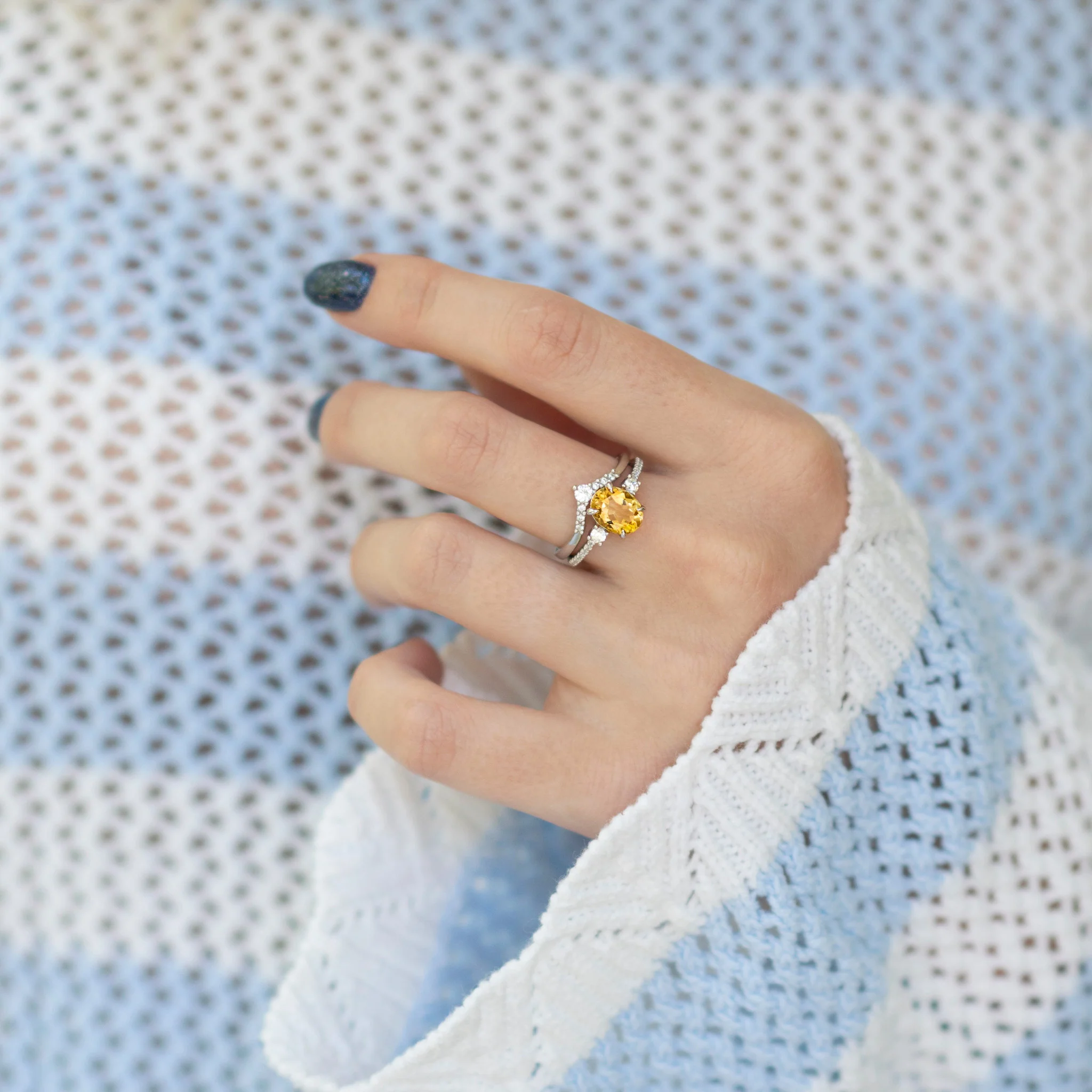 Bella Natural Oval Citrine Ring Set in Sterling Silver - Image 3