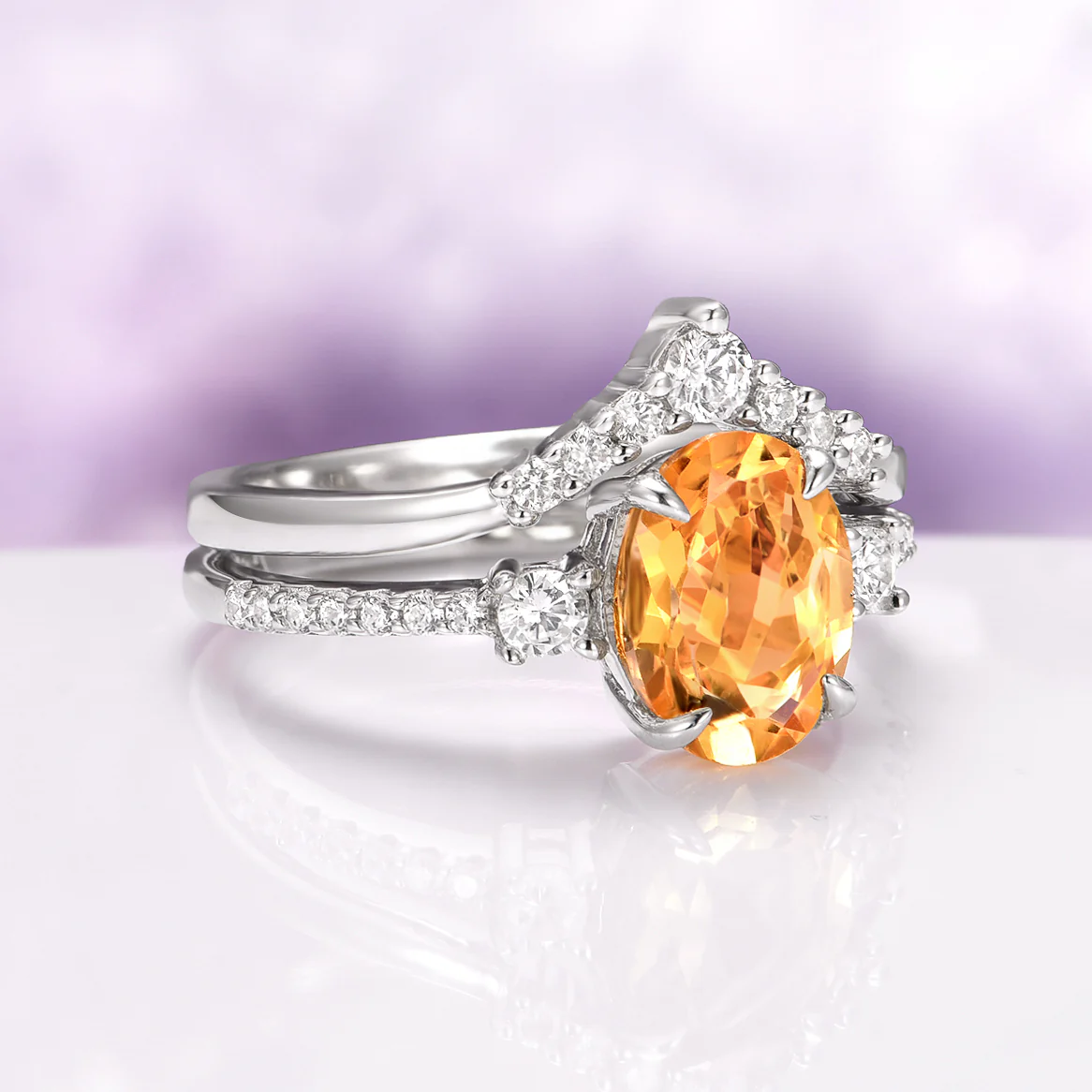 Bella Natural Oval Citrine Ring Set in Sterling Silver - Image 4