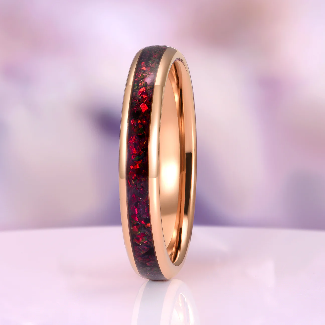 Black Fire Opal & Meteorite Couples Ring Set - Image 5