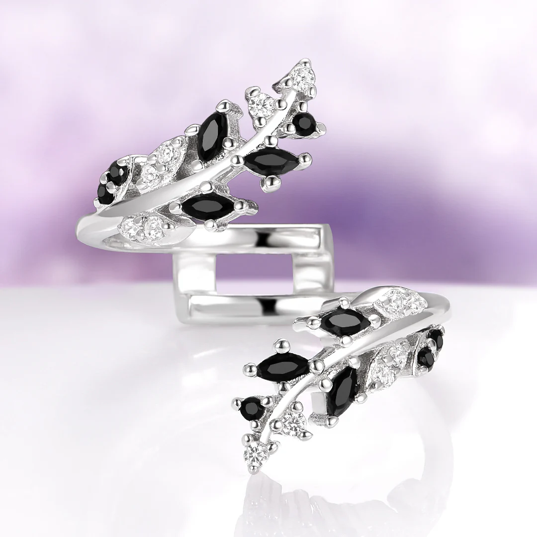 Galaxy Salt and Pepper (Herkimer) Diamond & Meteorite Couples Ring Set - Image 7