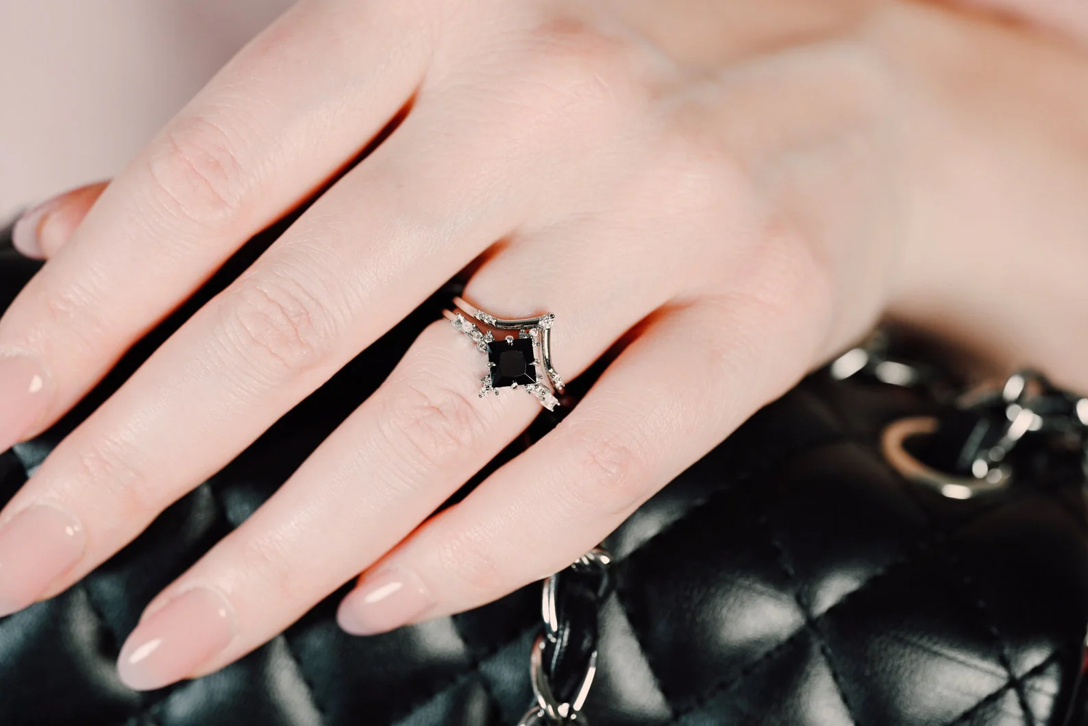 Black Onyx & Meteorite Couples Ring Set - Image 8