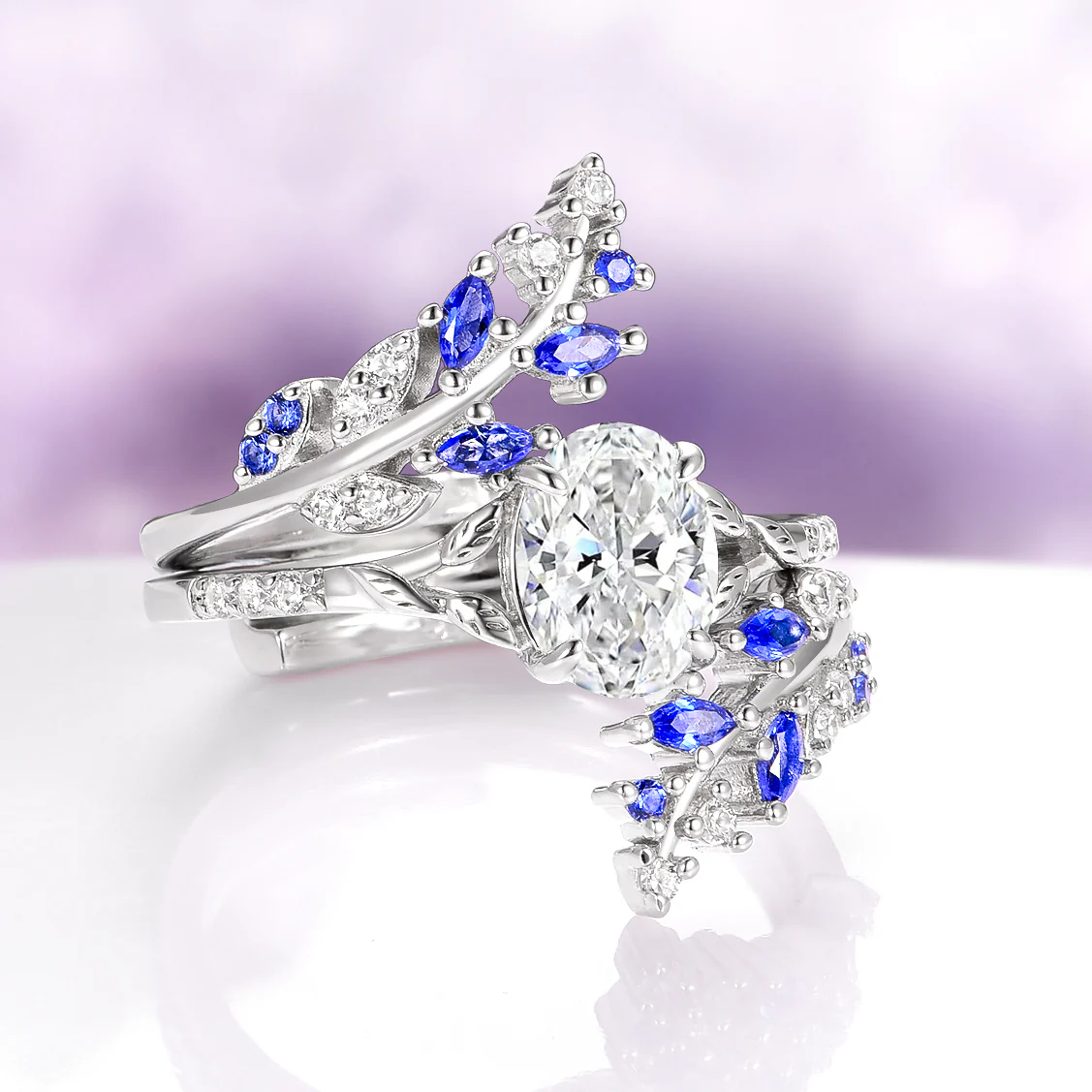 Oval Cut Moissanite Engagement Ring in 14K White Gold - Image 4