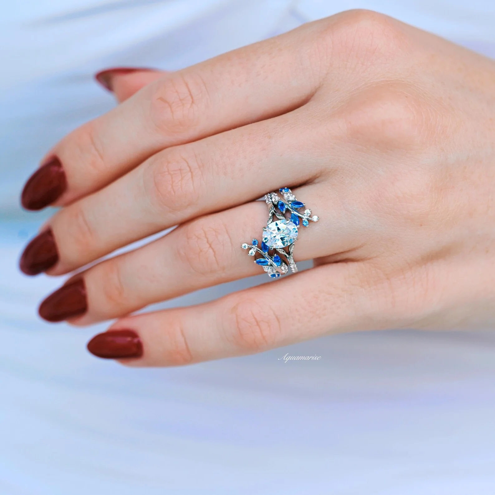 Oval Cut Moissanite Engagement Ring in 14K White Gold - Image 3
