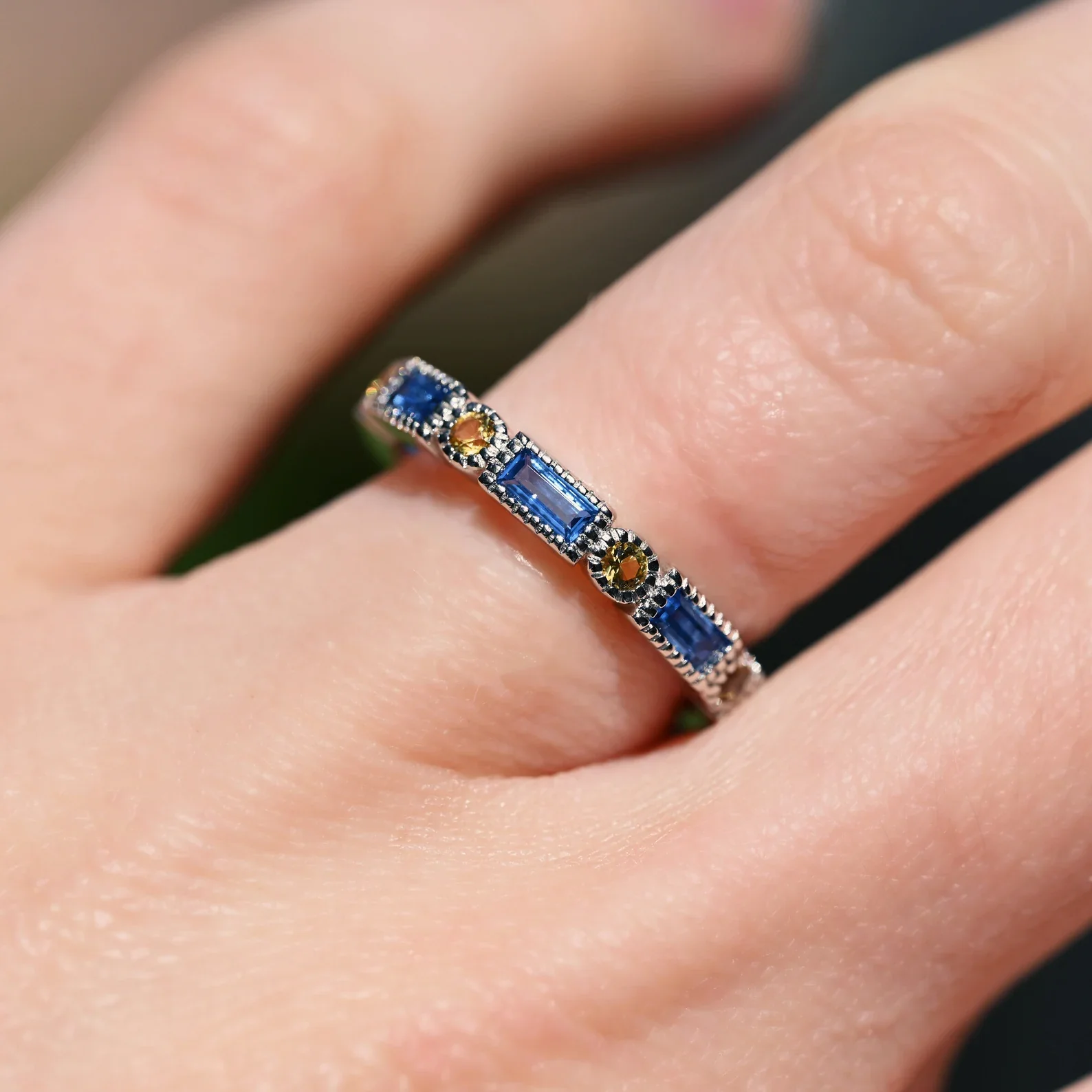 Ari Art Deco Blue Topaz & Citrine Ring- Sterling Silver - Image 2