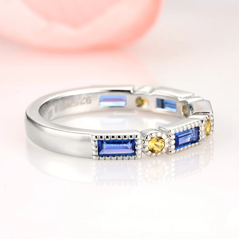 Ari Art Deco Blue Topaz & Citrine Ring- Sterling Silver - Image 4