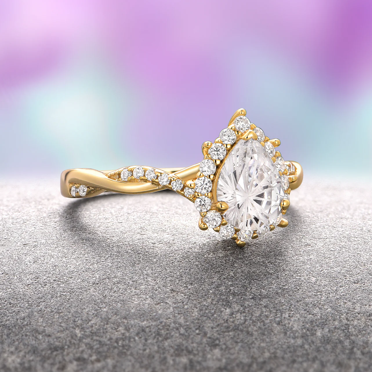 Briar Moissanite & Pearl Ring Set- 14K Solid Yellow Gold - Image 5