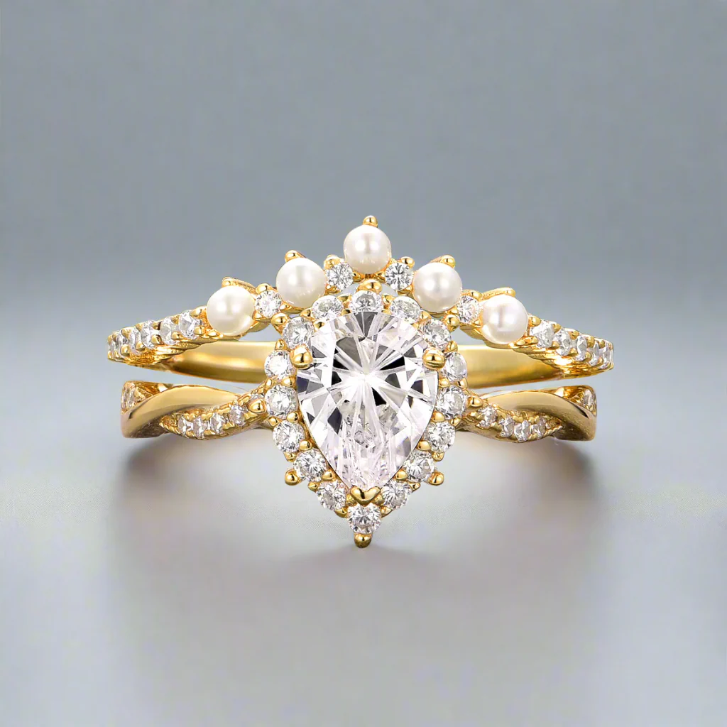 Briar Moissanite Engagement Ring- 14K Solid Yellow Gold (Fantasy Cut) - Image 4