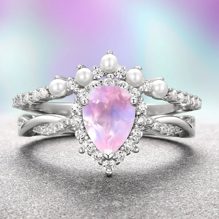 Briar Rose Quartz & Pearl Ring Set in Sterling Silver