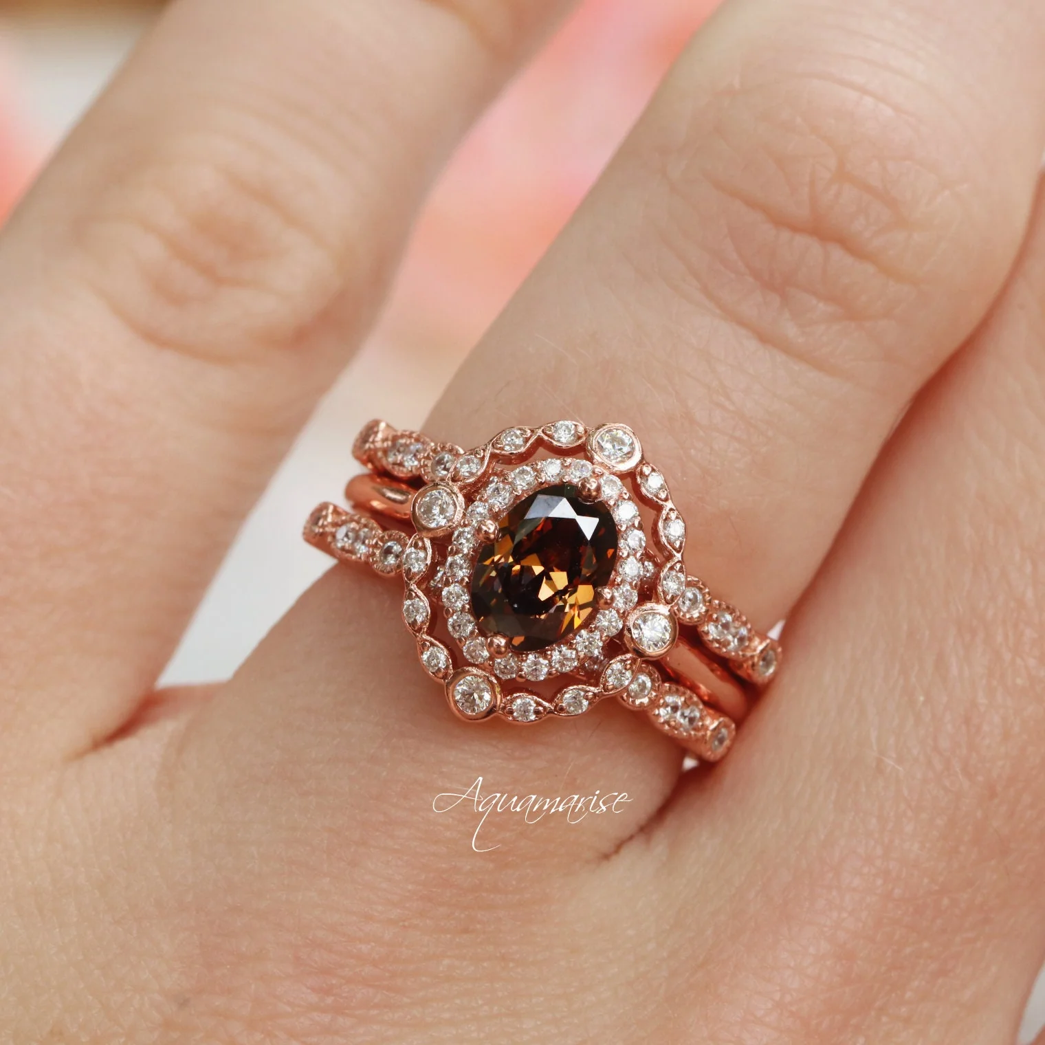Valentina Smoky Quartz Ring in 14K Rose Gold Vermeil - Image 2