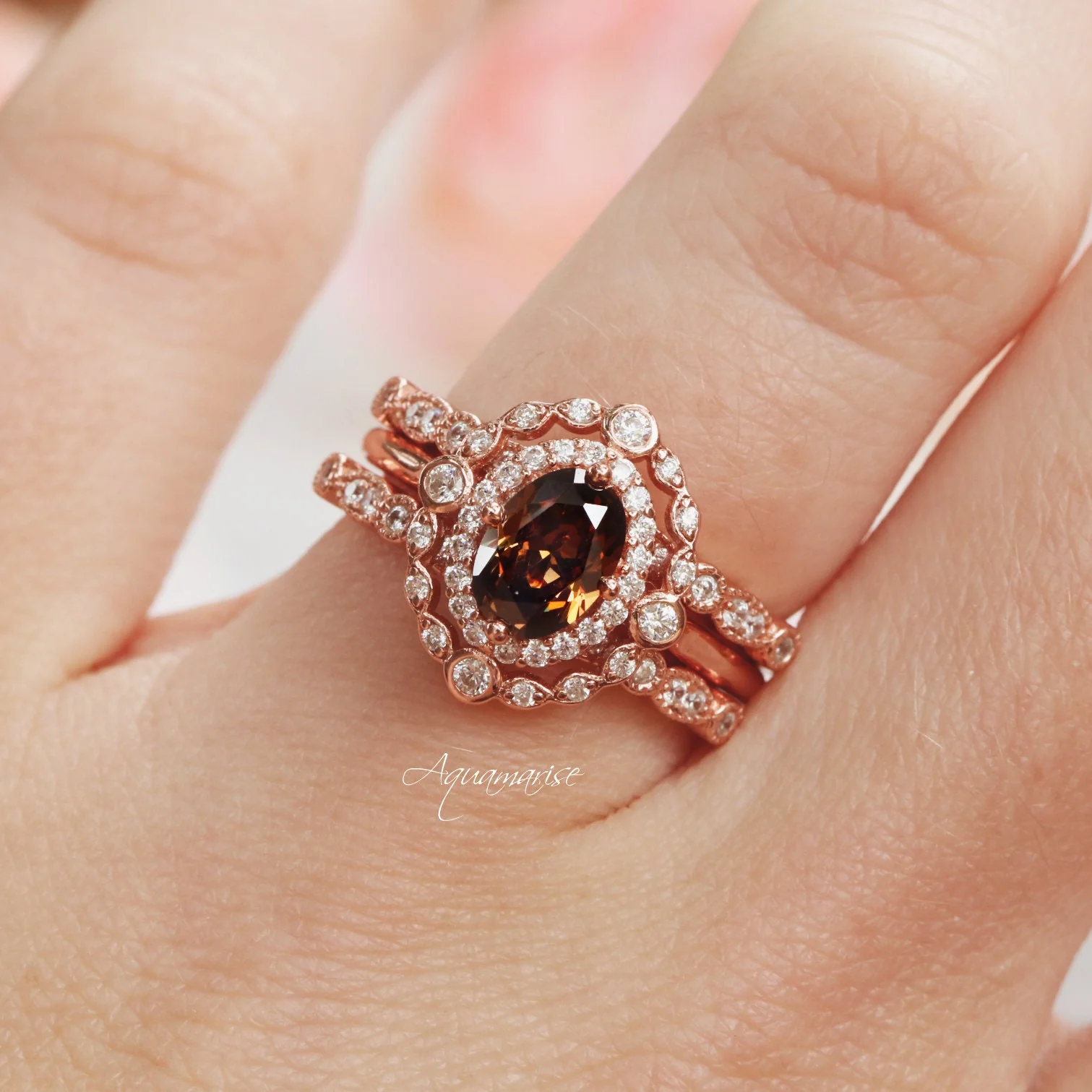 Valentina Smoky Quartz Ring in 14K Rose Gold Vermeil - Image 3