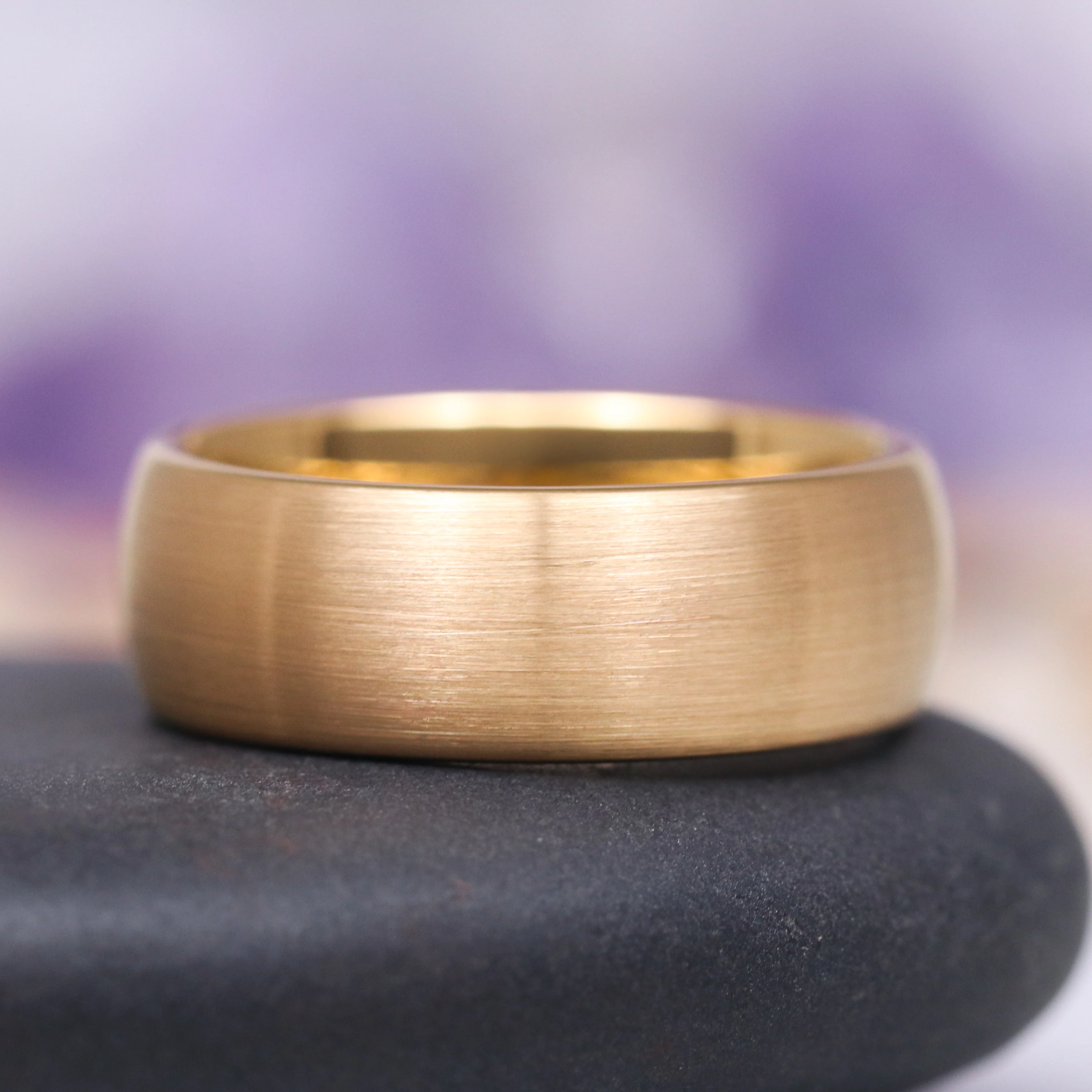 Minimalist Satin Gold Couples Ring Set - Image 3